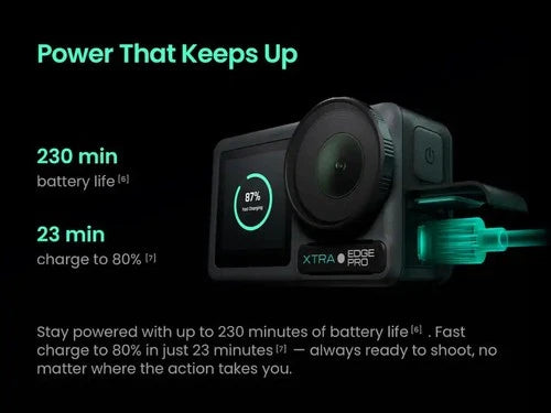 Xtra Edge Pro Action Camera,4K Vlogging Camera Waterproof,Night View,1/1.3''Sens