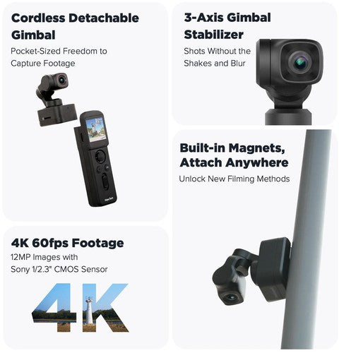 Feiyu Pocket 3 Camera | 3-Axis Stabilization | 12MP CMOS | 4K60 UHD Action Cam